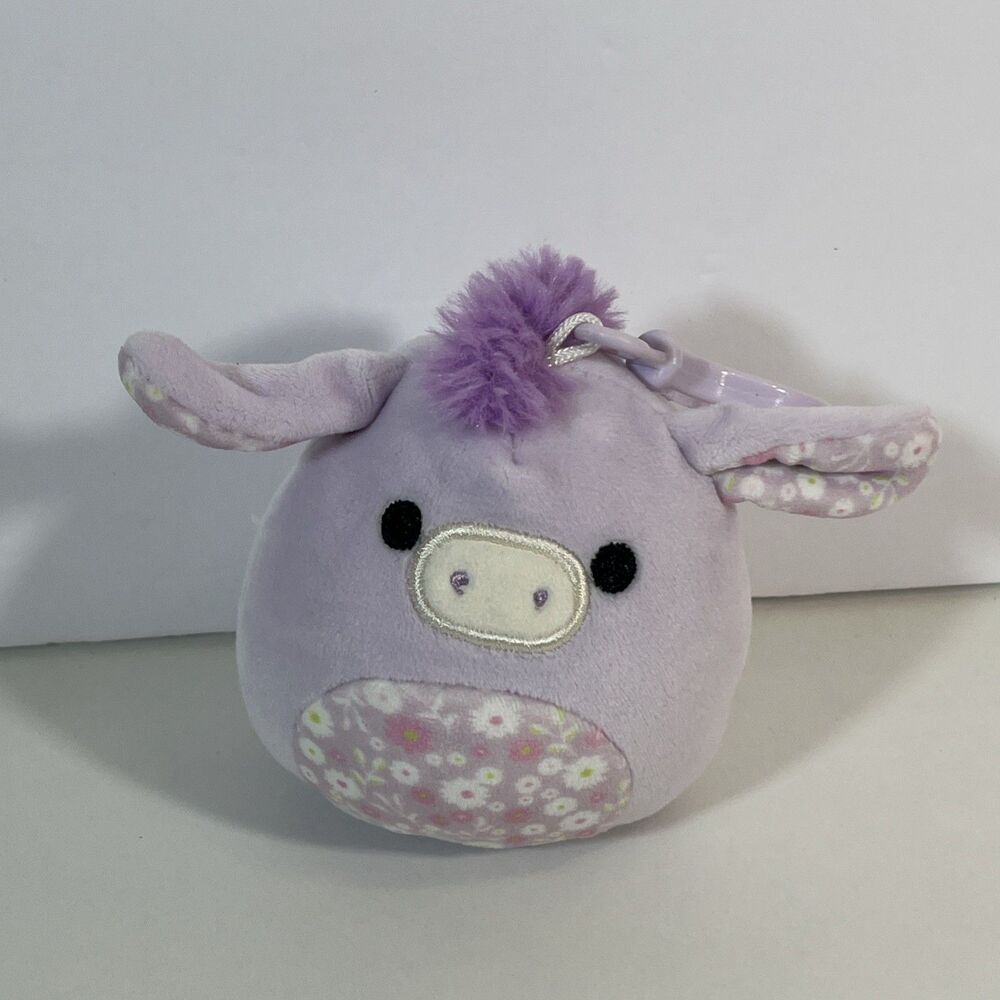 Squishmallow Delzi The Purple Floral Donkey Easter Farm Squad 4.5" Clip